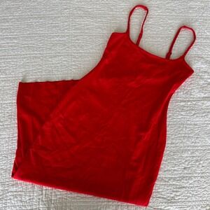 Open Edit Red Midi Slip Dress Adjustable Spaghetti Straps Womens Size Small